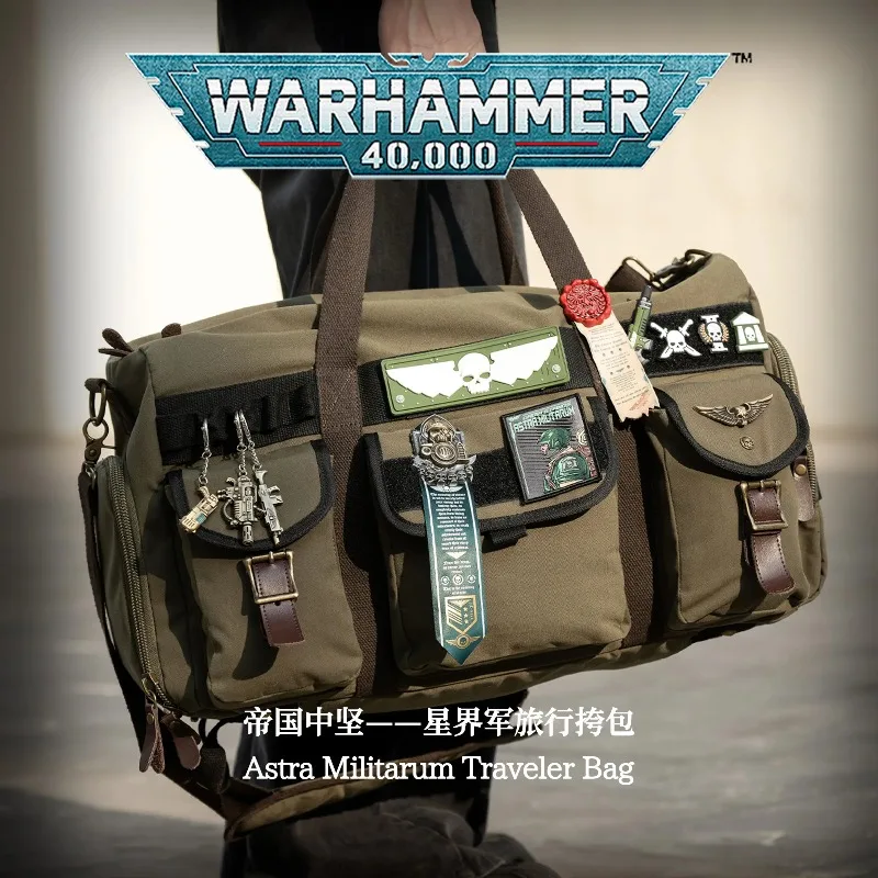 Starforged Genuine Warhammer 40K Peripheral Star World Army Portable Travel Single Shoulder Canvas Backpack Embroidered Velcro view 5
