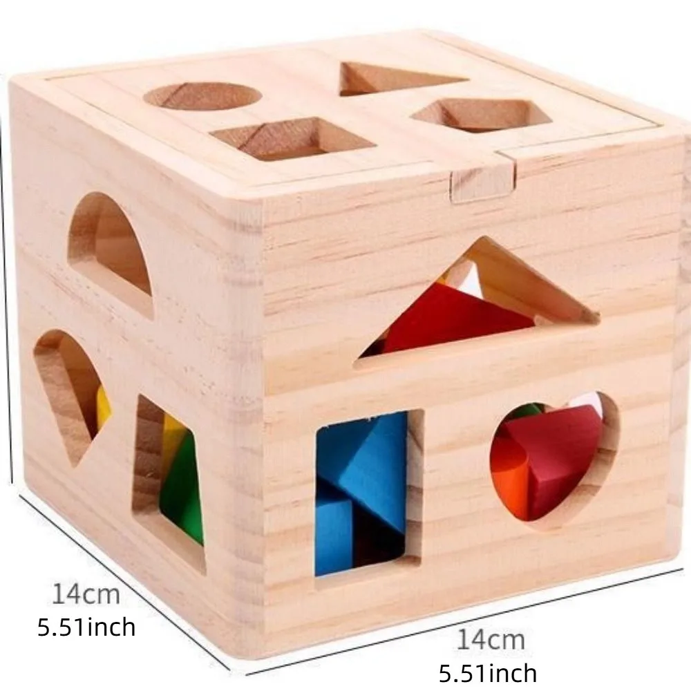 Trieur de formes Montessori en bois, boîte carrée, 13 trous, jouets assortis, formes mathématiques colorées, tri de formes
