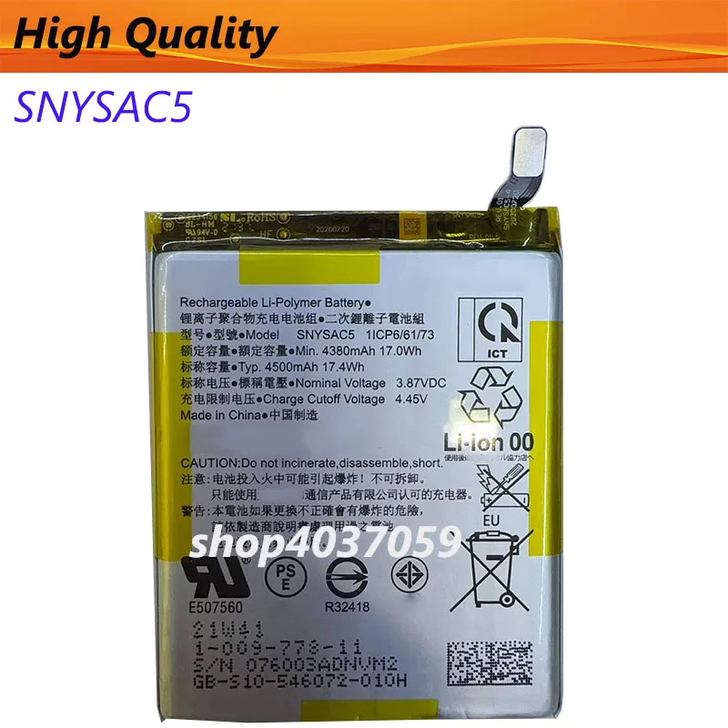 100% Original 4500mAh Battery SNYSAC5 For Sony Xperia 1iii/Xperia 1/X10iii/Xperia 10 iii/Xperia 5 III/Ace II Battery Batteries