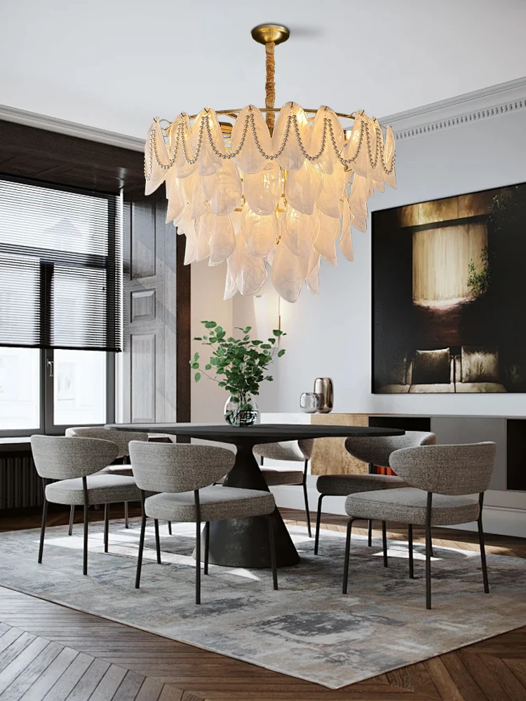 فاخر 3/4 طبقات الزجاج اللؤلؤ مُثبتة في السقف أضواء لغرفة المعيشة طاولة طعام الديكور تعليق الإنارة قاعة ديكور #3