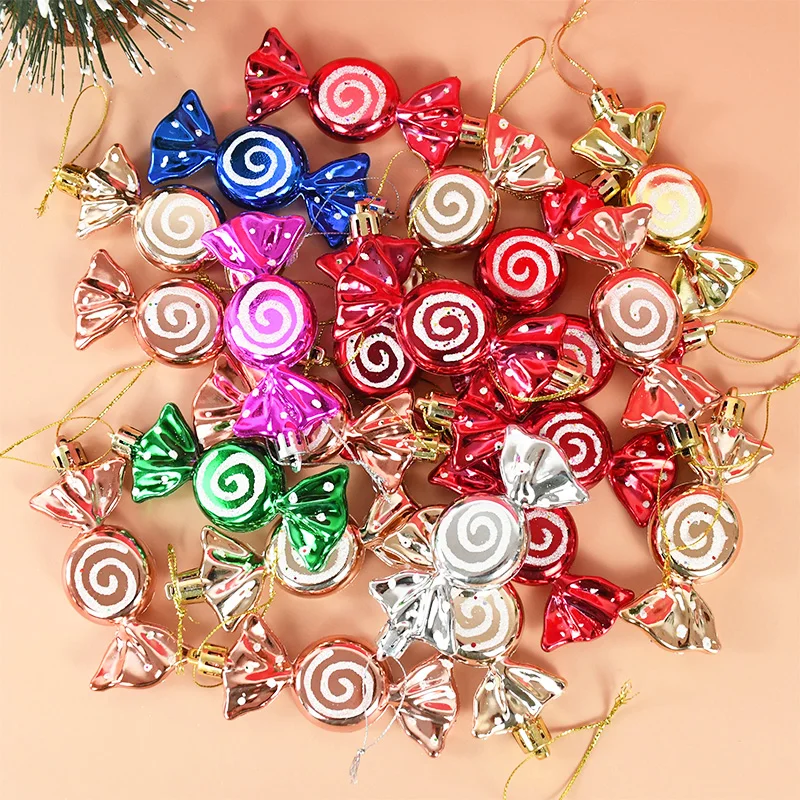 6Pcs/box Christmas Tree Candy Pendants Christmas Crutch Candy Hanging Ornaments For Home Xmas Decoration Navidad New Year Gifts