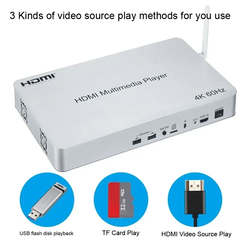 HDMI 2.0 10 Ways Multimedia Player HDMI Splitter 1x10 Hdmi Player 4K 60Hz USB Flash Disk Android 6.0 Box TV Stores Video Player