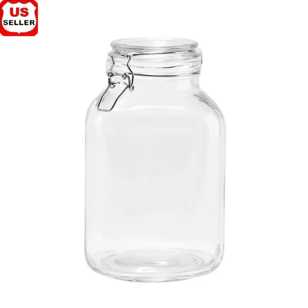 Recipiente de vidrio hermético, tarro de almacenamiento con tapa con cerradura de 106 oz para granos de café, cereales y especias