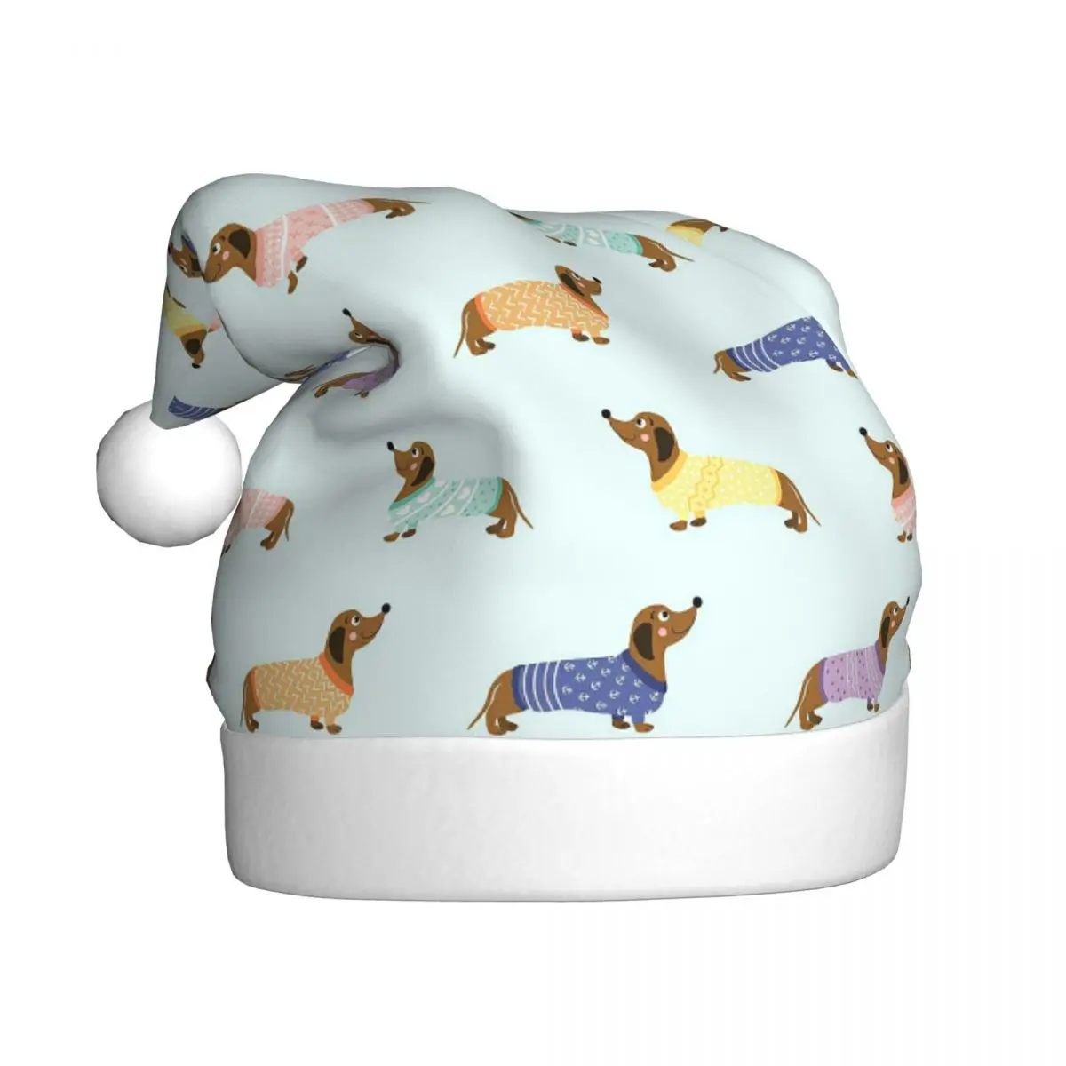 Kawii Dog Dachshund Anime Cartoon Christmas Hat for Adult Men Women Animal Cartoon Santa Hat Cap Xmas Gifts