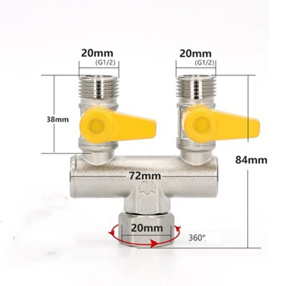 

2/3 Switch Brass Diverter Valve 1/2" Hose Barb Rustproof 3 Way Shut Off Valve Easy To Install Thickened Hose Pipe Barb Fitting