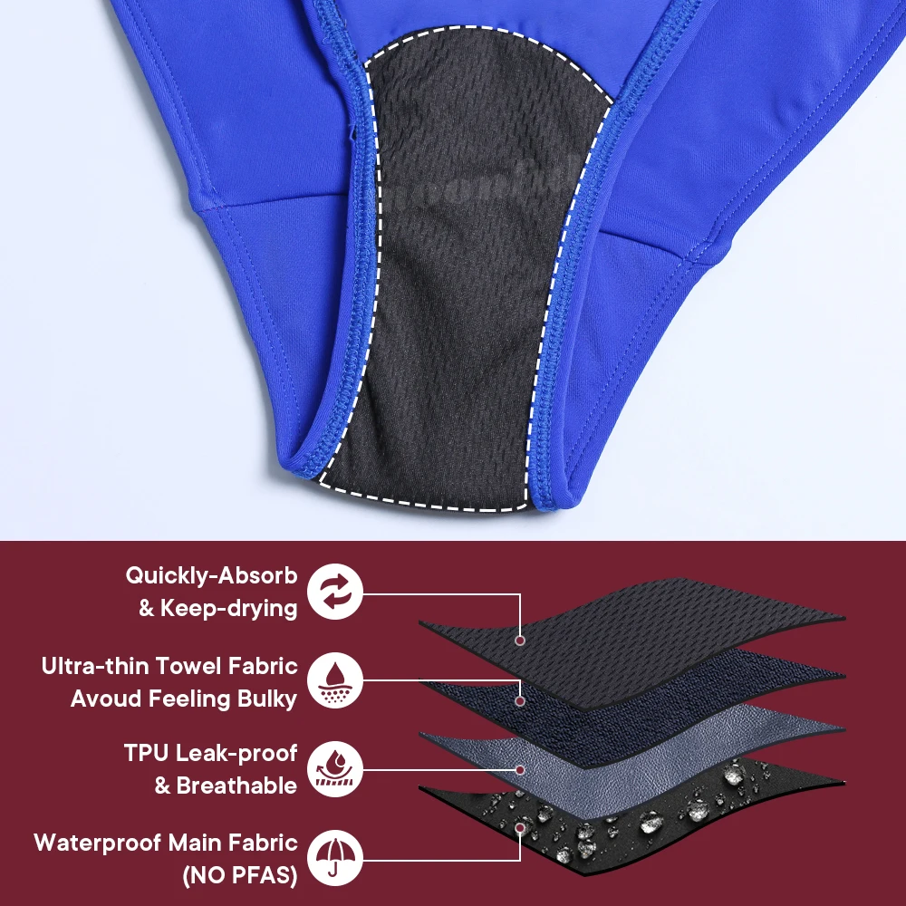 Teen Menstrual Swimsuit Leak Proof Recyclable Swimsuit for Girls Women One Piece 4 Layer Period Swimwear for Pool Teenage