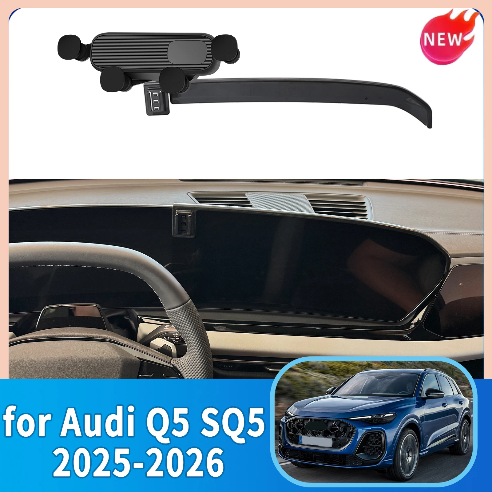 for Audi Q5 SQ5 Sedan 2025 2026 Sportback Electric Screen Fixed Base GPS Bracket Wireless Charging Mobile Phone Holder Car