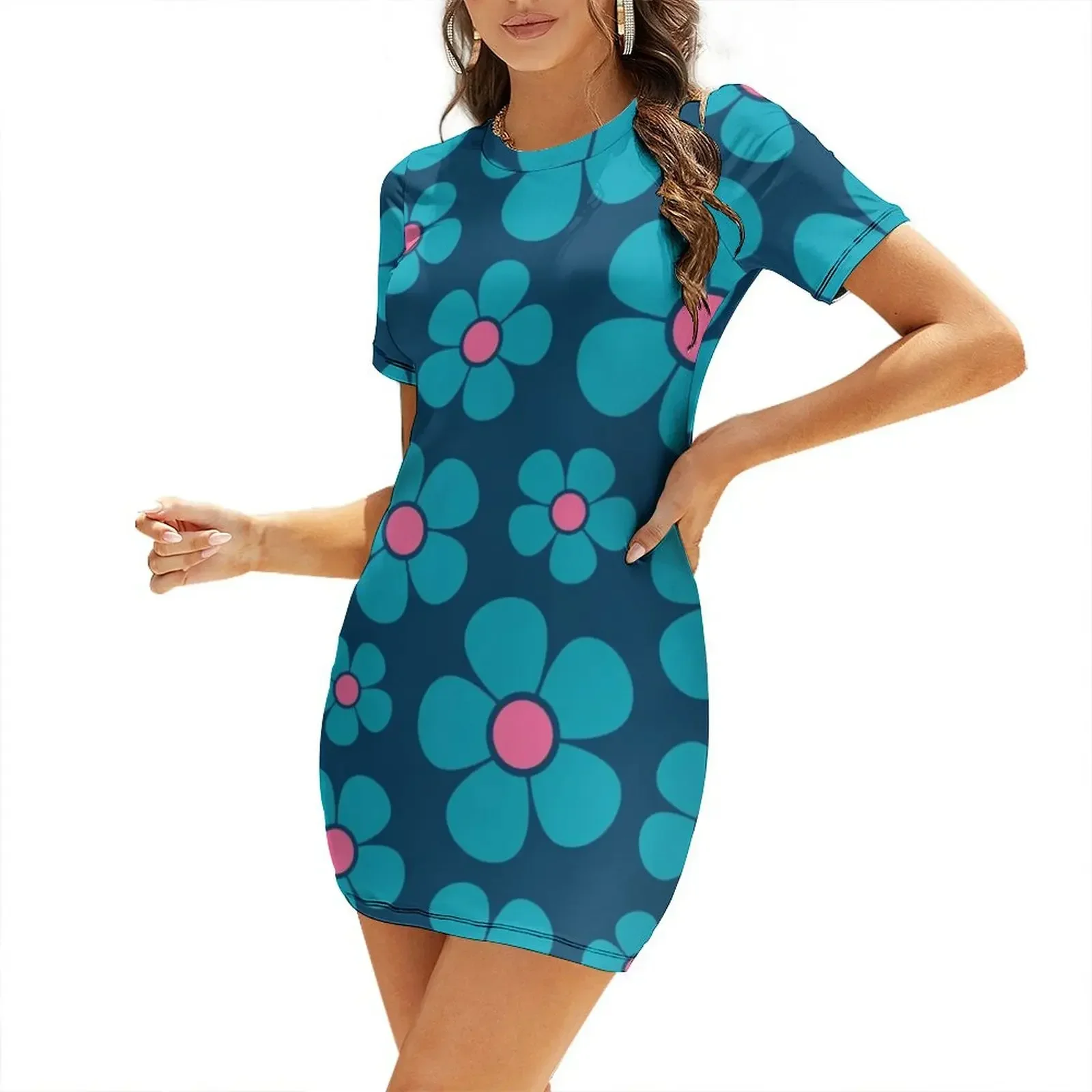 

Retro Flower Pattern 860 Short-Sleeved Dress sexy dress for women luxury dress