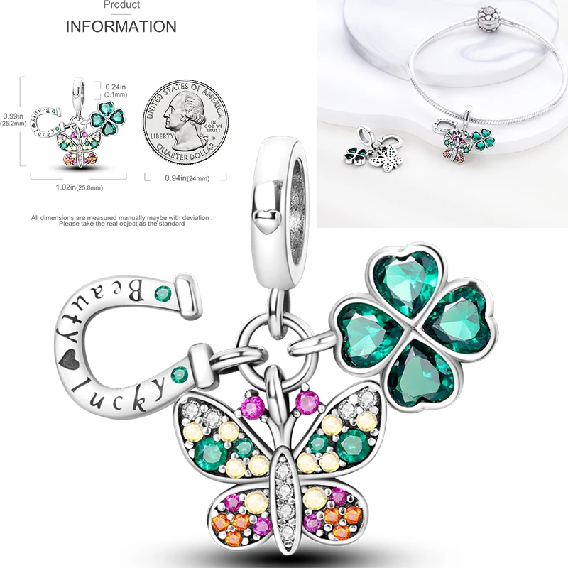 925 Sterling Silber Glücks-Hufeisen-Anhänger mit CZ Zirkon, passend für Armbänder, Taschen, Schlüsselanhänger, DIY-Schmuck, origineller Modeschmuck für Frauen – Detail 17