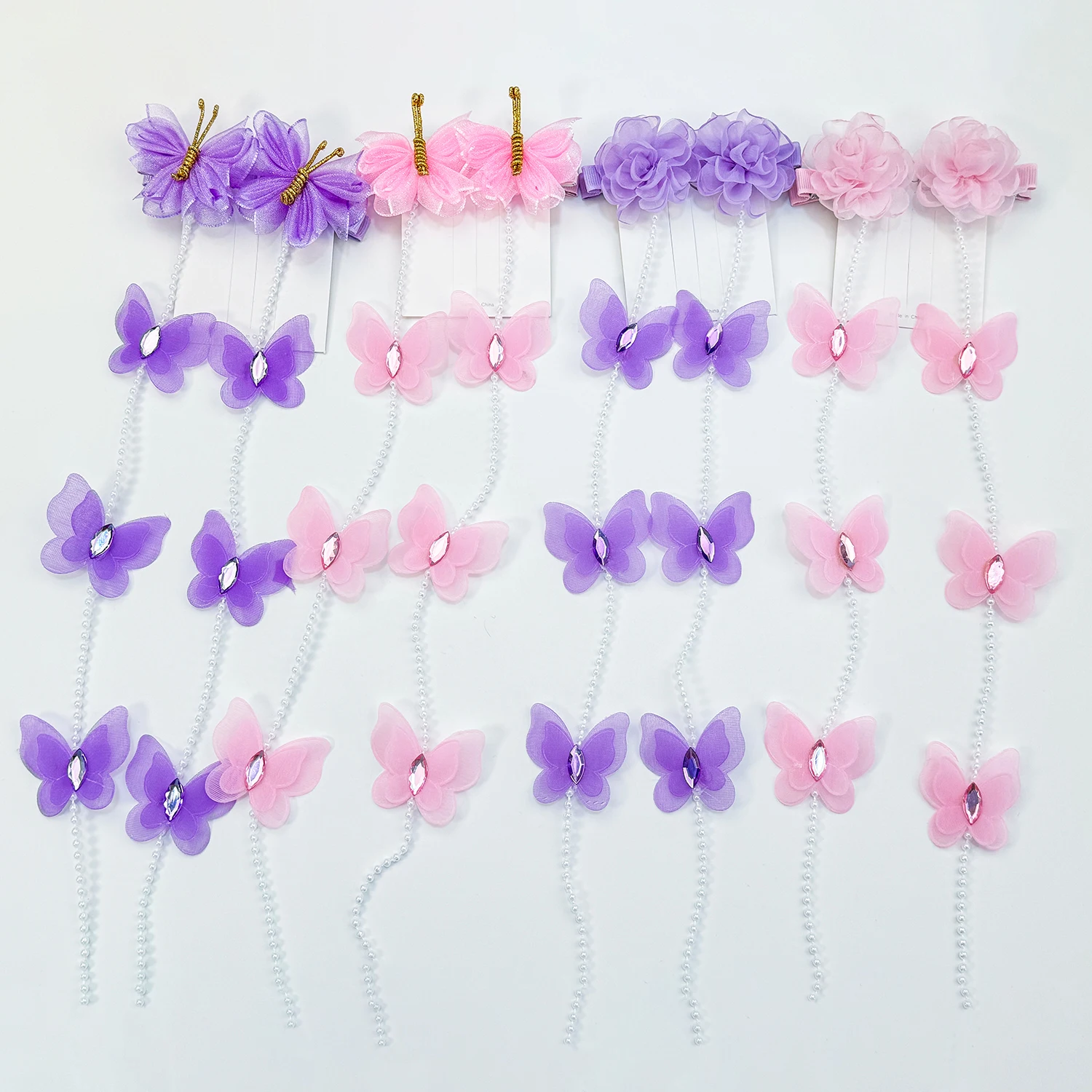 2Pcs Cute Pearl Butterfly Hair Clips For Girls Sweet Kids Hairpins Tassel Pearl Butterfly Barrette Headwear Hair Accessories