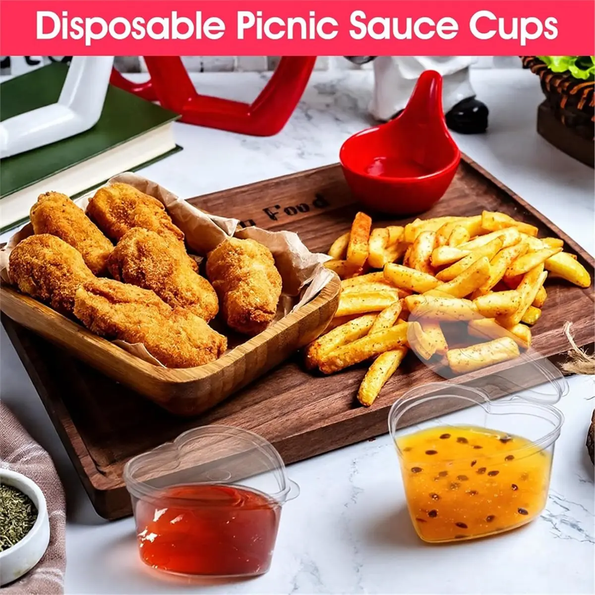 2026 New Tool 100 Sets 1.5 Oz Clear Heart Shaped Jello Cups with Lids, Small Condiment Containers, Dipping Sauce Cup to Go Bowls