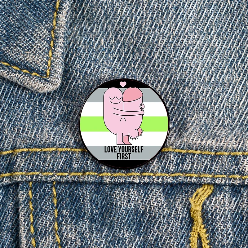 Agender Pride Penis Pin Custom Funny vintage Brooches Shirt Lapel teacher Bag Cute Badge Cartoon pins for Lover Girl Friends