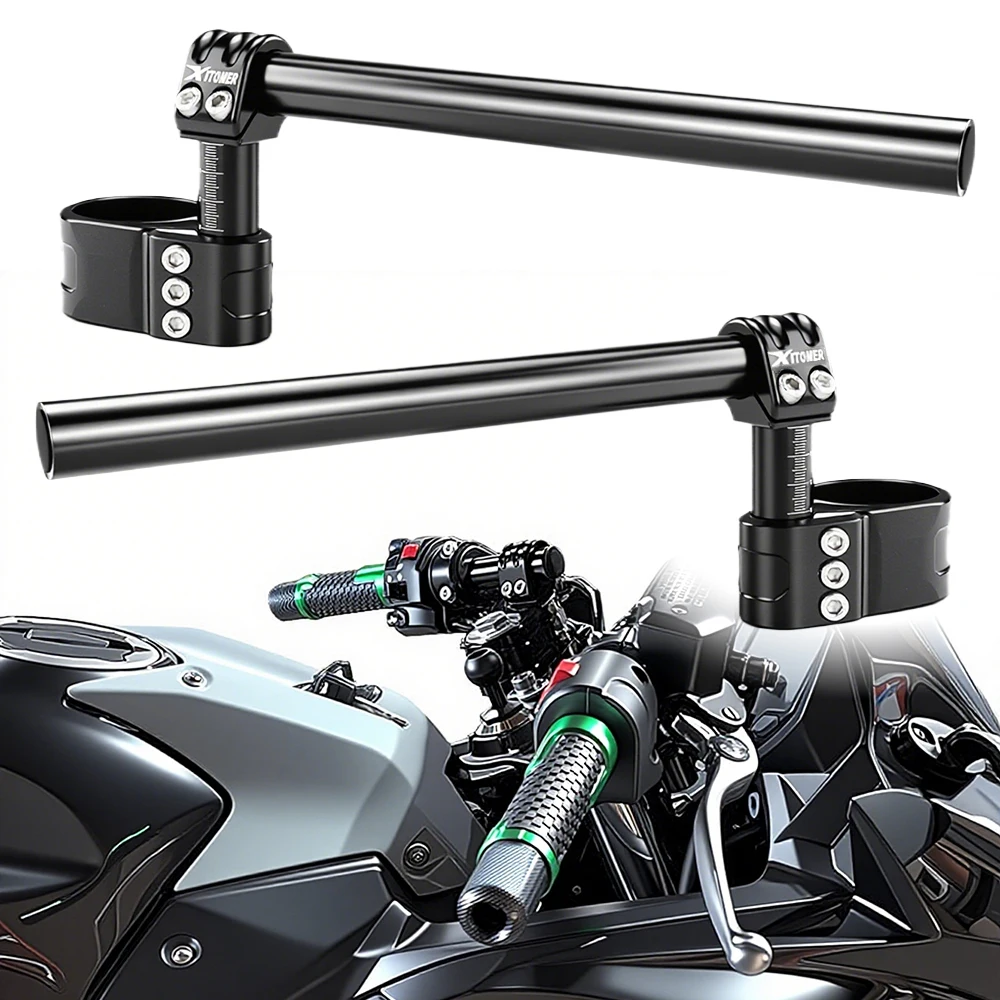 

50mm Adjustable Clip-ons Handlebar Fit For Yamaha Kawasaki Honda Ducati Aprilia Triumph Street Triple Clip-On HandleBar Raiser