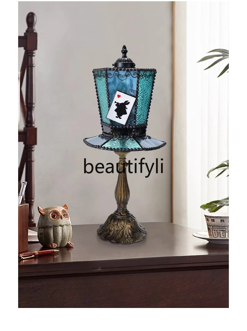 Table Lamp Bedside Bedroom Retro Floral Atmosphere Creative Cabinet American Style