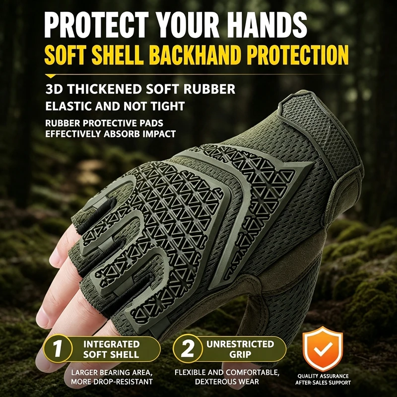 メンズタクティカルハーフフィンガーグローブ 通気性 耐衝撃性 - Cycling Glove Padded のレビューと価格