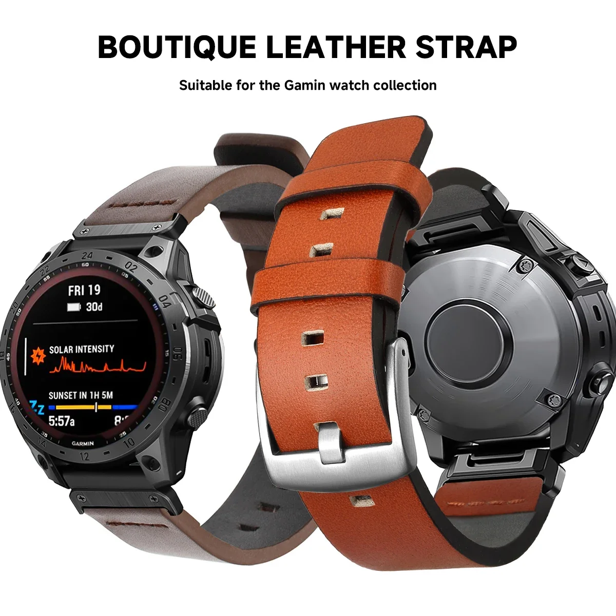 26mm 22mm Quick Fit Strap For Garmin Fenix 8 E 7 7X 6X 6 5X 5 Leather Band For Forerunner 165 Music 745 965 245 265 255 Bracelet