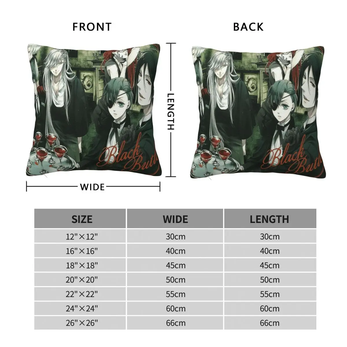 Adventure Anime Black Butler Square Pillowcase Cushion Cover Pillow Case Throw Pillow Cover for Home Bedroom Car - view 2