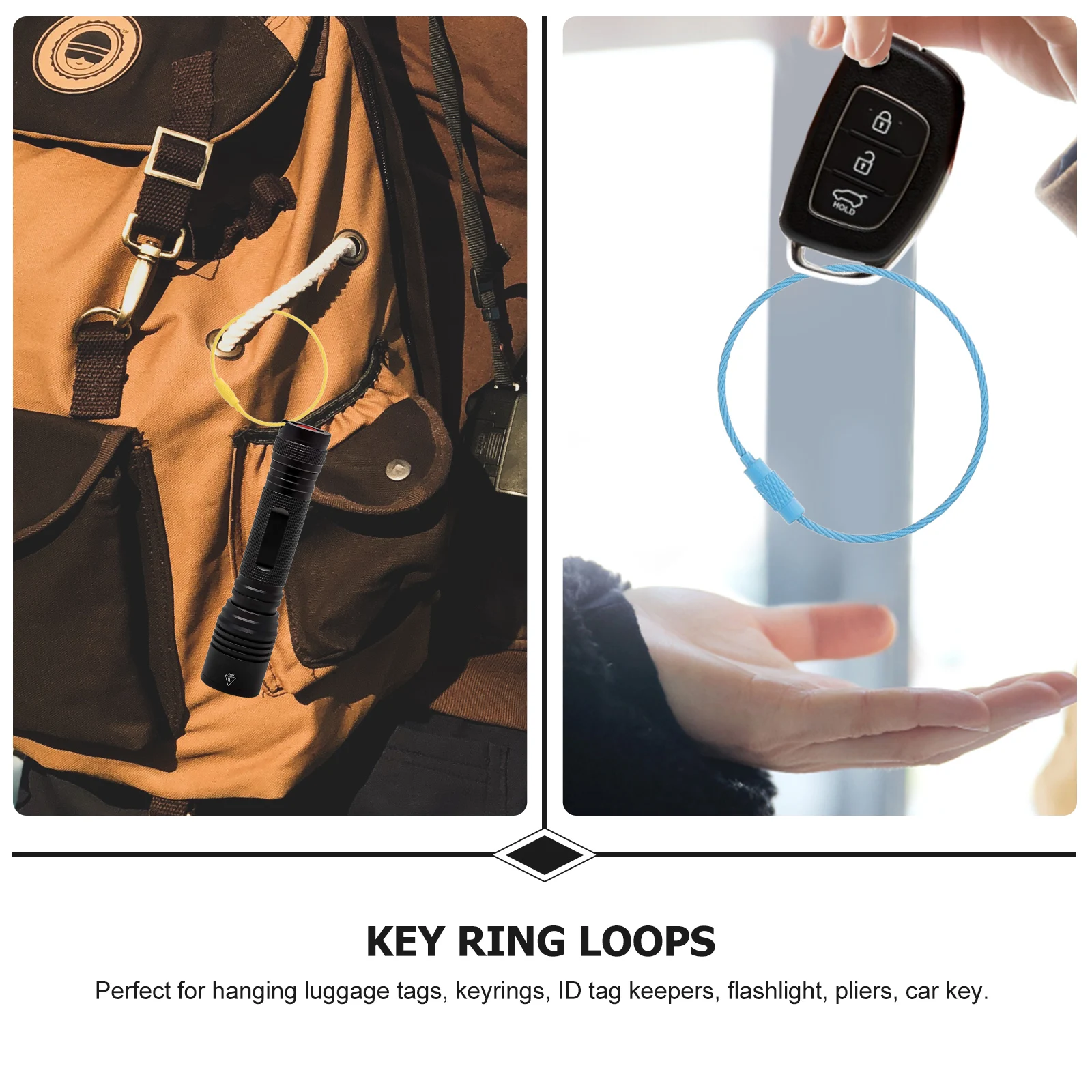 

20 pcs Stainless Steel Wire Keychains Durable Aircraft Cable Key Ring For Luggage Tags Id Holders Flashlight Car Keys