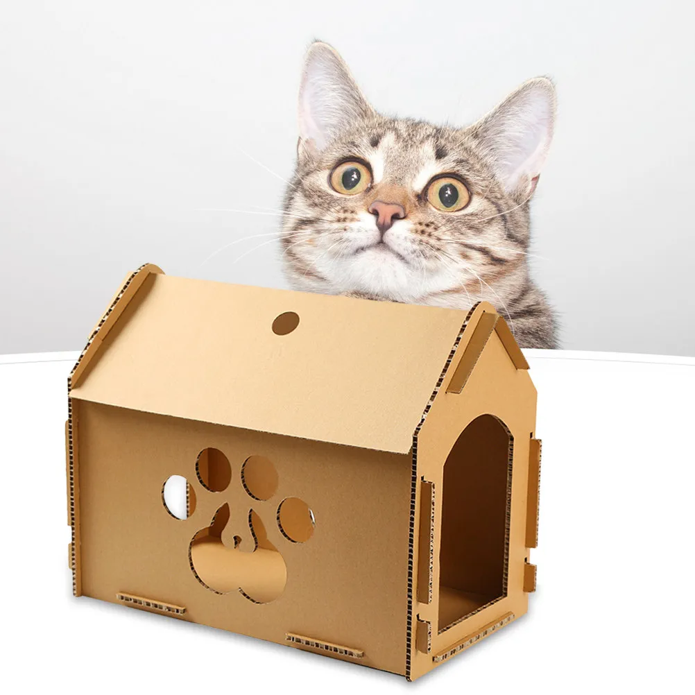 

Картонная полузакрытая лежанка-когтеточка для кошек, гофрированная бумага, когтеточка, спальное место для котят, для домашних животных