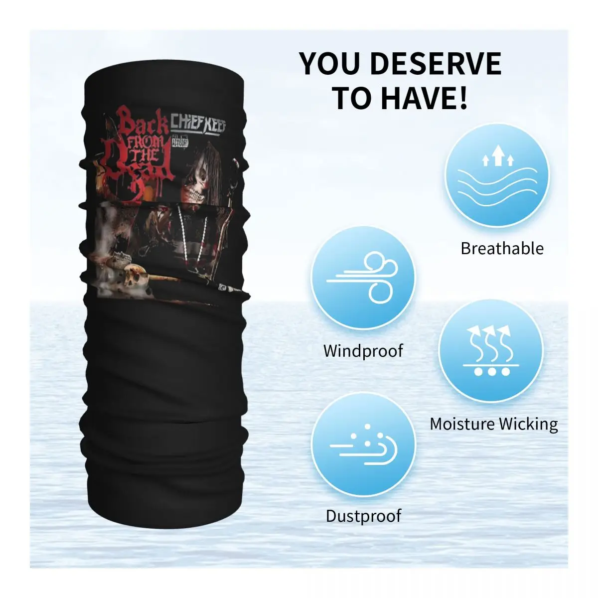 Chief Keef Back From The Dead Bandana Neck Gaiter Printed Balaclavas Wrap Scarf Multifunctional Headwear Riding for Men Women image 3