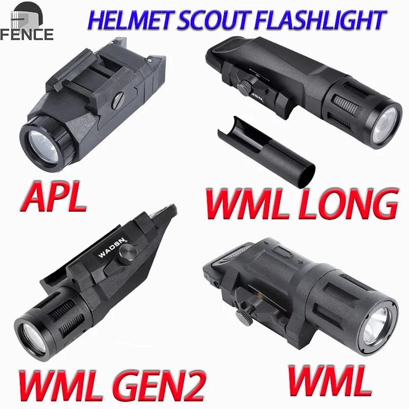 

WADSN WML GEN 2 APL Tactical Helmet Light Airsoft Pistol Strobe Flashlight Scout Gun Rifle Weapon Light Fit 20mm Picatinny rail