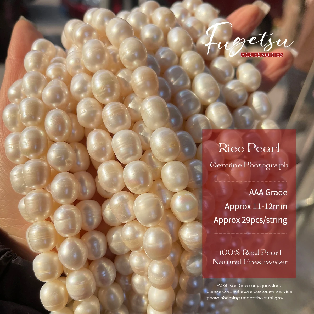 11-12mm AAA Rice Pearl Natrual Freshwater Pearl Beads Good Luster Charms for DIY Women Men Necklace Jewelry Making Accessories