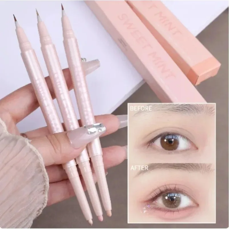 Stylo de maquillage surligneur à double extrémité, crayon à ver à soie couché, doublure de contour liquide nude, anciers éclaircissant pour les yeux, fille multifonctionnelle, nouveau