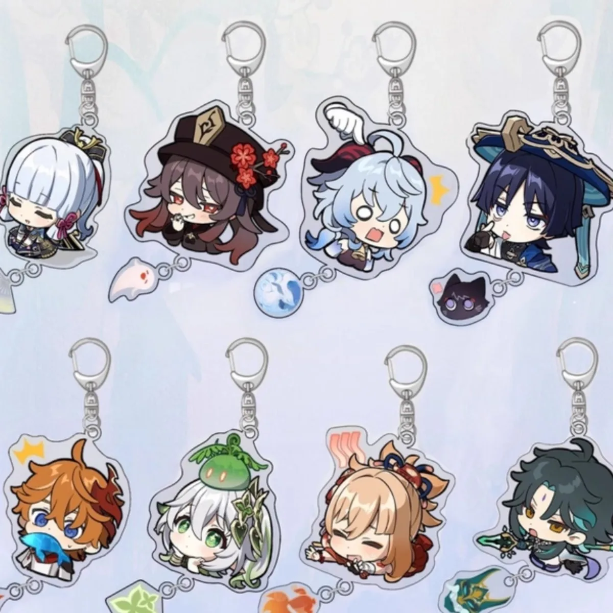 Anime Genshin Impact Kunikuzushi Morax Kaeya Xiao Hu Tao Tartaglia Acrylic Keychain Cartoon Role Playing Pendant Peripheral Gift