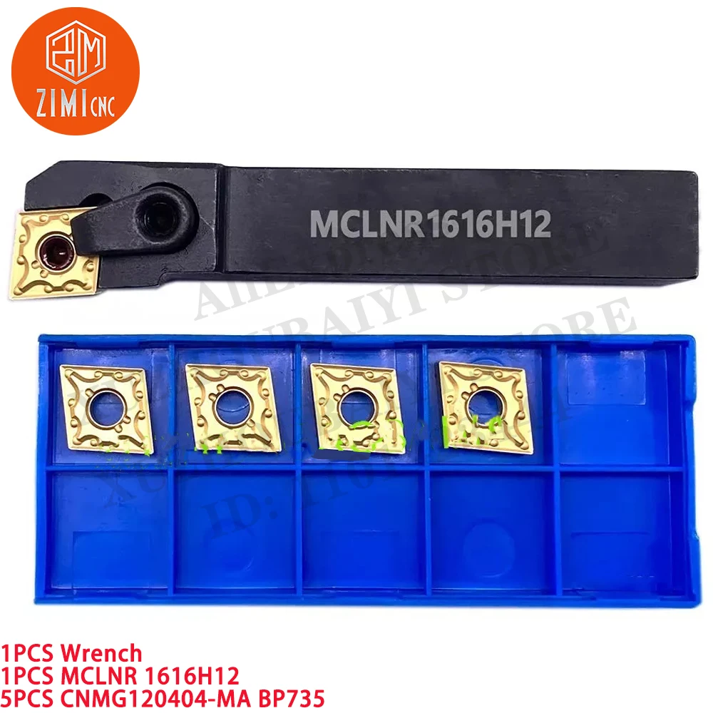 1PCS MCLNR1616H12 MCLNR 16mm draaigereedschaphouder +5pc CNMG120404-MA Carbide wisselplaten CNC-gereedschap metaaldraaibank mechanisch snijgereedschap
