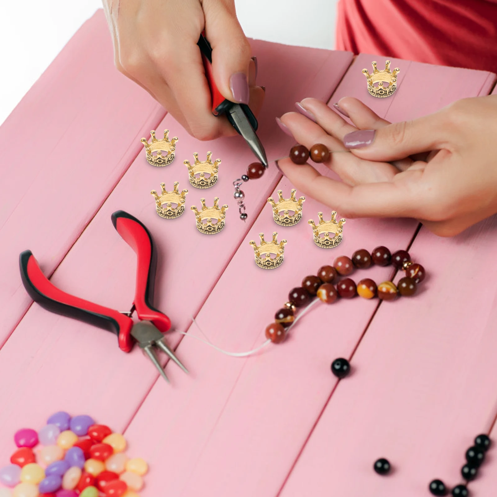 

60pcs Alloy Crown-Shaped Charms Diy Jewelry Supplies Necklace Bracelet Keychain Decorative Accessories For Party Festival