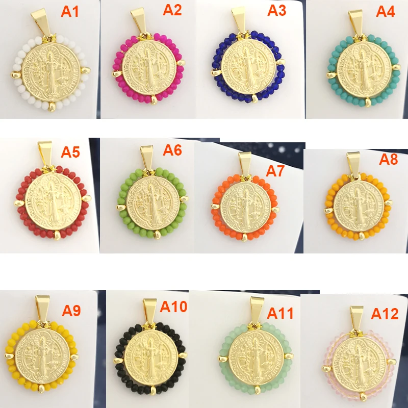 QMHJE مريم العذراء الفولاذ المقاوم للصدأ قلادة قلادة المرأة المختنق الخرز سلسلة جولة سحر الذهب والفضة اللون مجوهرات أبيض أسود