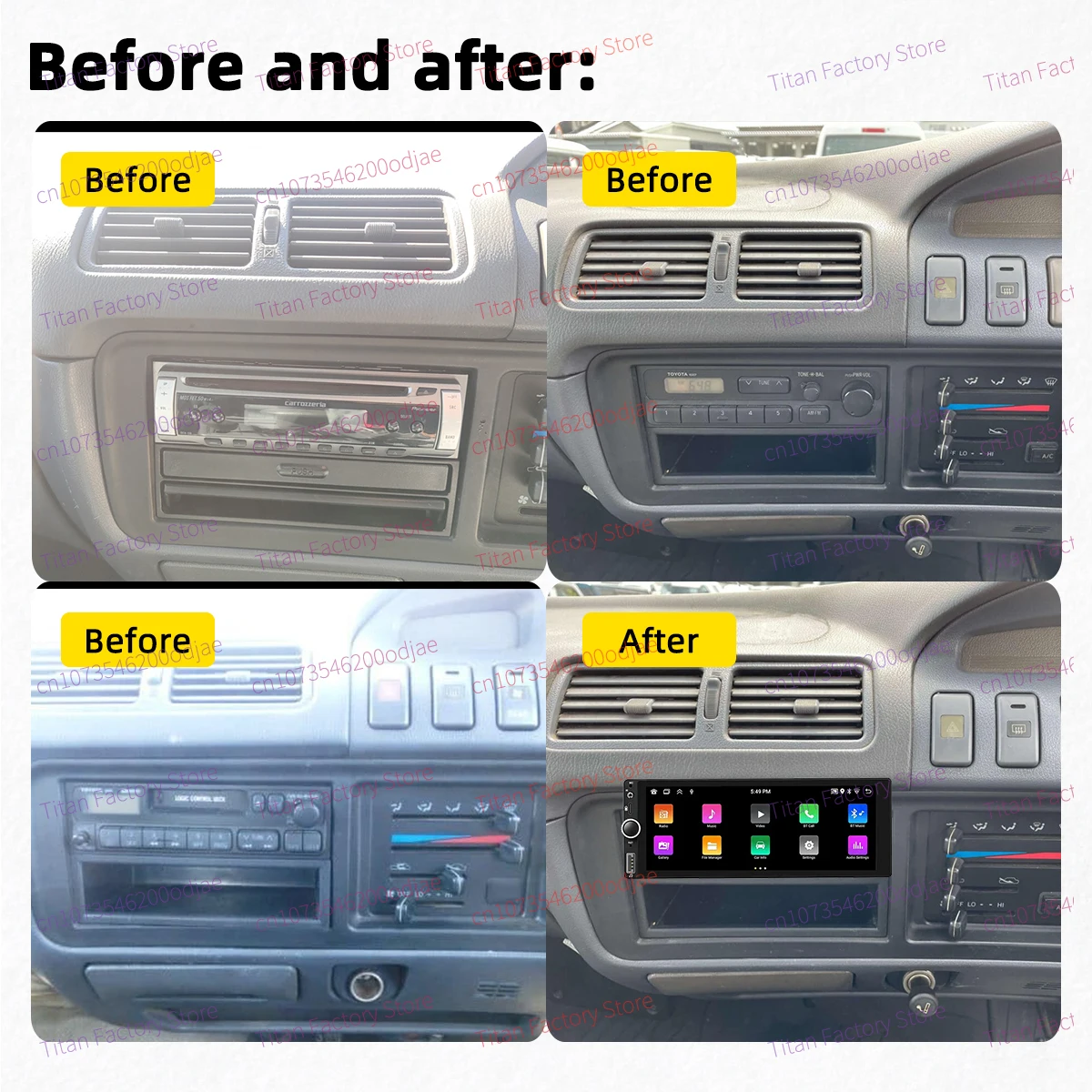 1 Din راديو السيارة أندرويد لتويوتا Liteace Lite Ace 1993-1996 6.86 "شاشة ستيريو Carplay أندرويد السيارات الوسائط المتعددة رئيس وحدة