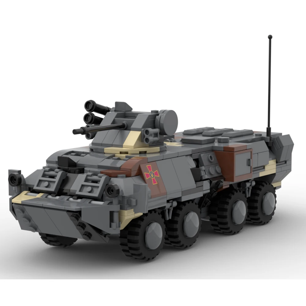 

WW2 Tank Army BTR-3 Armored Personnel Carrier Military Soldier Police Building Blocks Technology Creative Children's Toy Gift