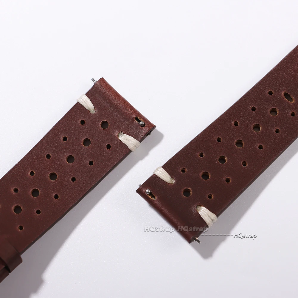 Breathable Retro Genuine Leather Watchband Oil Wax Discoloration Cowhide Leather Strap 20 22mm High Quality Business Watch Band image 6