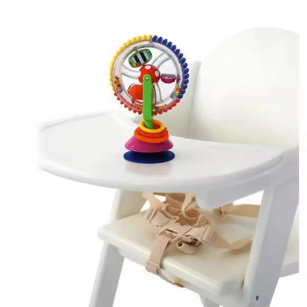 Ventosa rotativa 360, moinho de vento giratório, contas coloridas, tamanho pequeno, roda de plástico para bebês, aprendizagem precoce, sonajero montessori, mesa