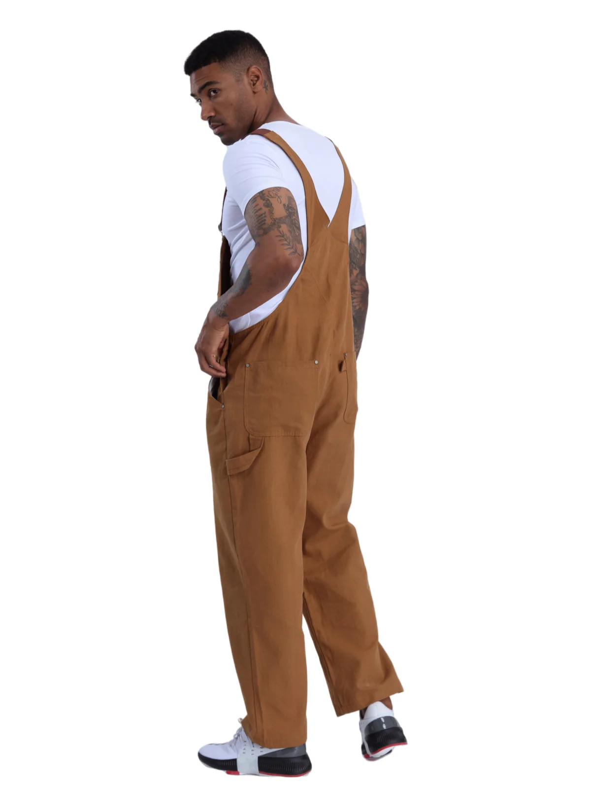 リバースクラフトマン レトロ マルチポケット 純綿キャンバス ストレートレッグ カーゴパンツ オーバーオール ルーズ カップル カジュアルパンツ