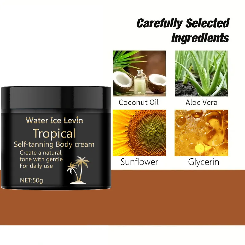 لوشن الجسم الاستوائي ذاتي التجفيف، امتصاص سريع، لا يسبب الحساسية، خالي من الشمس على مدار 24 ساعة، مثالي للهدايا، تعزيز لون البشرة الطبيعي، كريم التجفيف الذاتي |     التصميم الاستوائي |     كريم هيبوالرجينيك