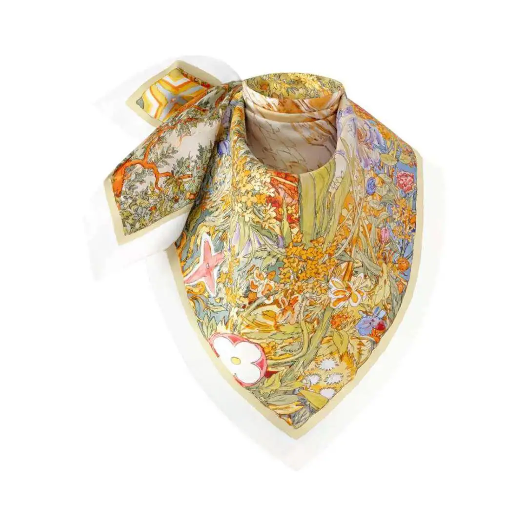 

High-end Fashion Mulberry Silk 90*90cm Scarf/silk Square To Create Floral Theme Mulberry Silk Jewelry/accessories/scarves