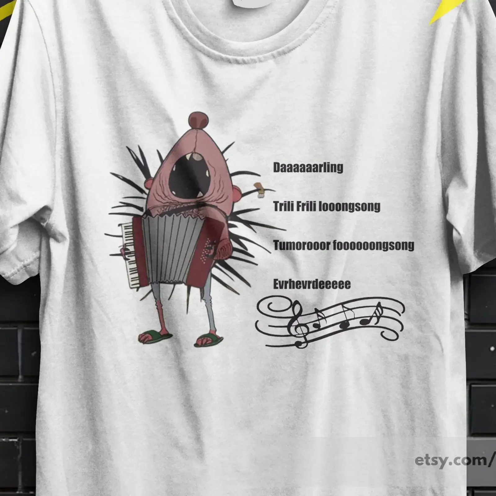 Trili Frili Long Song Viral Meme T Shirt Funny Singing Hedgehog Accordion Music Humor Casual For Him Her vintage Washed Stylish