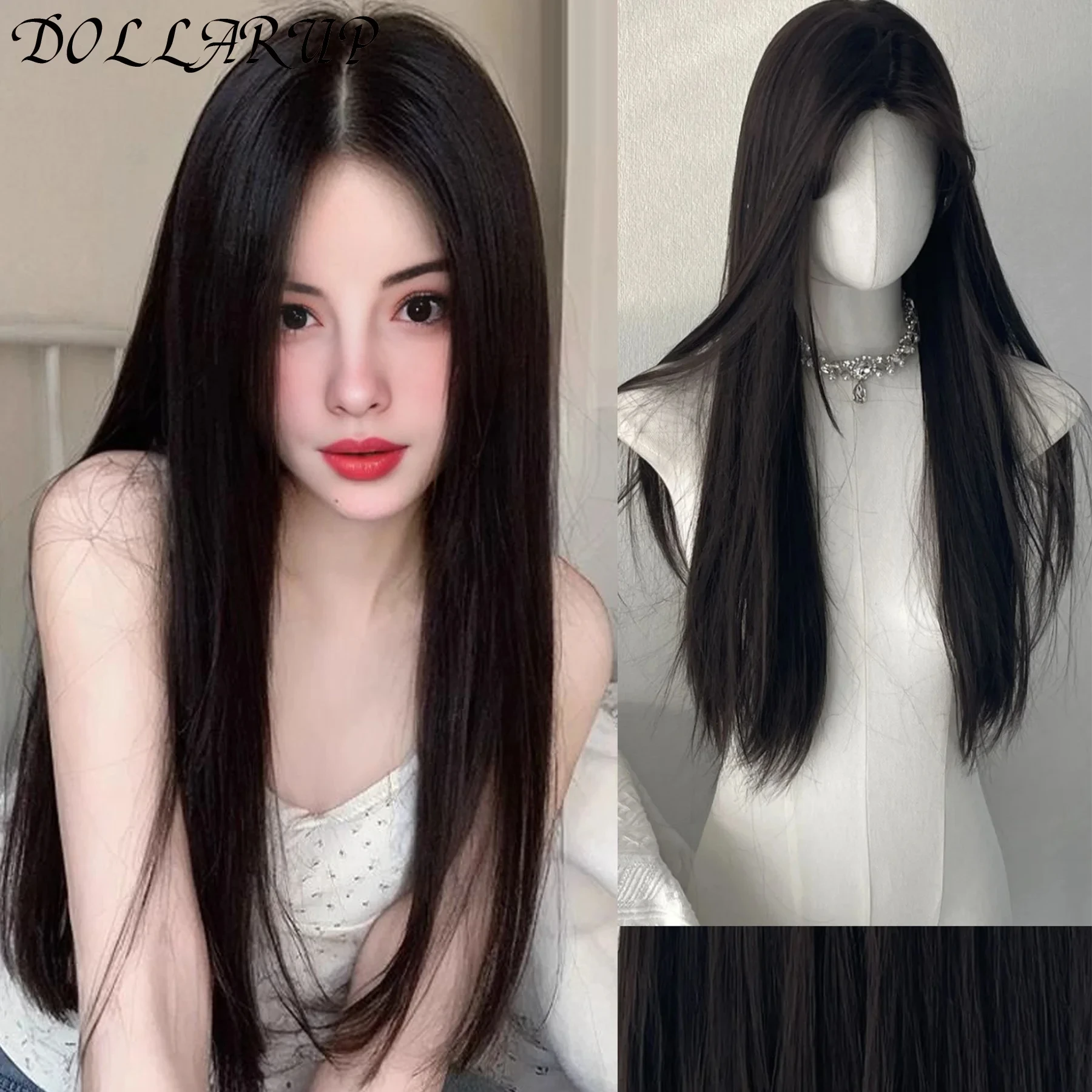 

JKL Синтетический парик, льняные длинные прямые волосы с челкой, длинные вьющиеся волосы, наращивание хвоста, грязные косы, Хэллоуин, Рождественский подарок