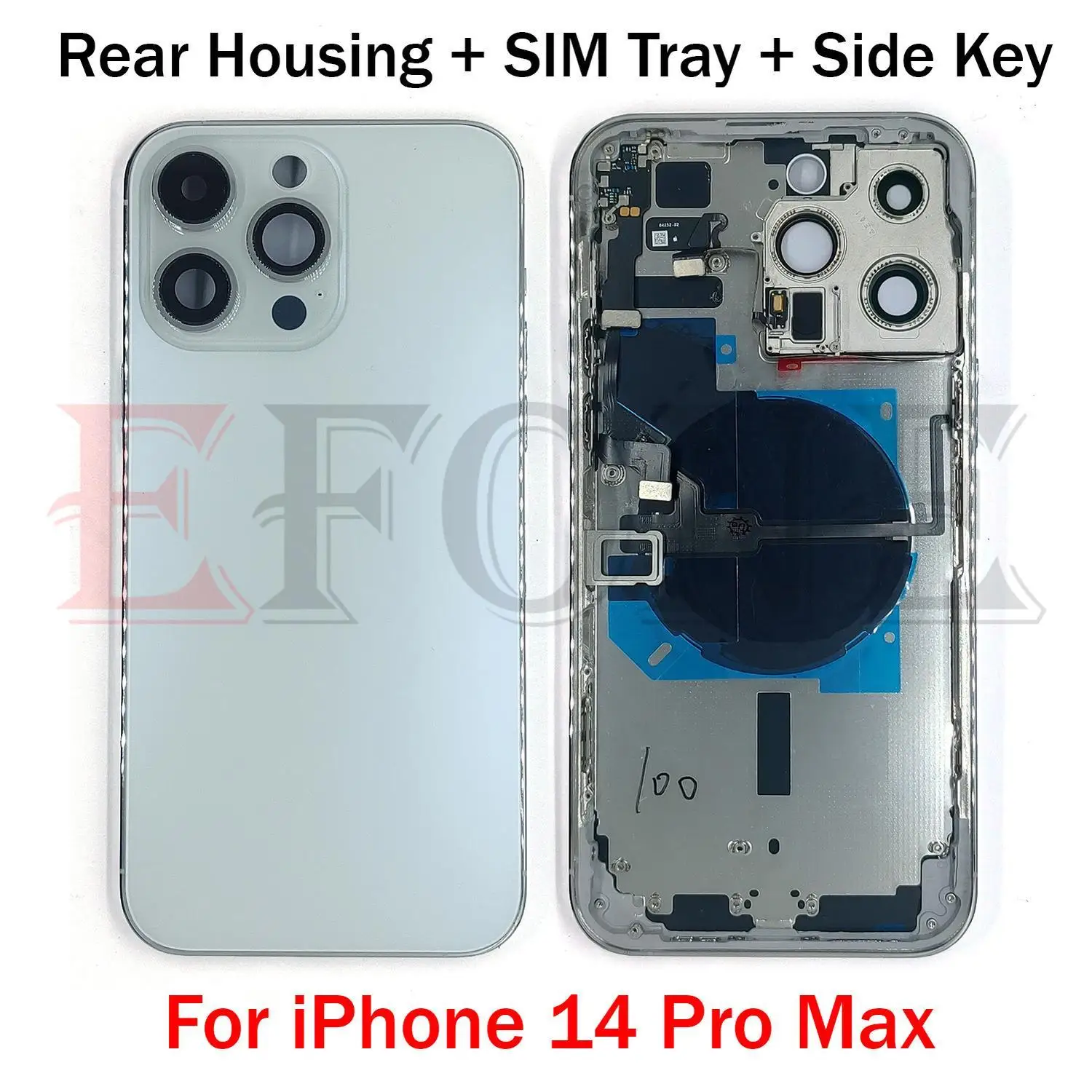 آيفون 14 برو ماكس الإصدار العالمي لا CE غطاء البطارية الخلفي الباب الإسكان حالة الإطار الأوسط الهيكل + علبة Sim + زر جانبي #3