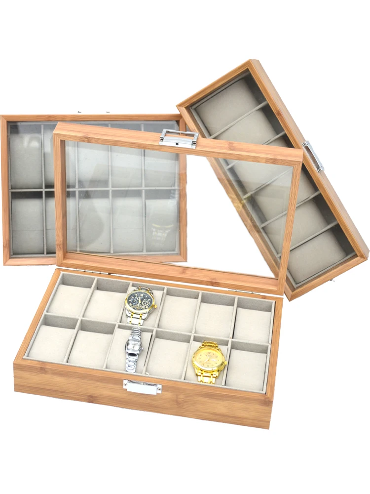 2024 Newest Hand Made Eco-Friendly Chinese Style 3/6/10/12 Slots Watch Box Made In Bamboo Watch Storage Case For Gifts