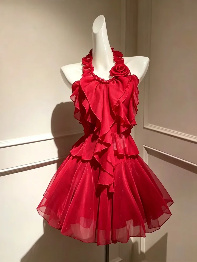 Vintage Elegant Design Woman Dress Sweet Off Shoulder Retro Mini Dress Female Bow Fairy Party Chic Outfits 2025 French Summer