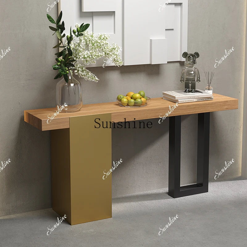 

Italian light luxury marble slate entrance table super narrow, villa corridor art planP