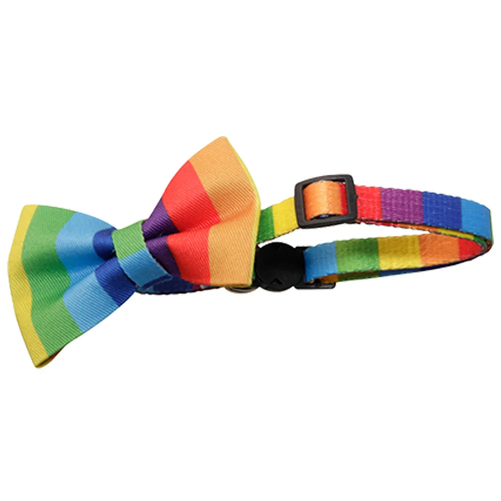 

Rainbow Bowknot Cat Collar Adjustable Kitten Neck Collar Cute Puppy Dog Pet Accessory For Small Dogs Outdoor Party Decor