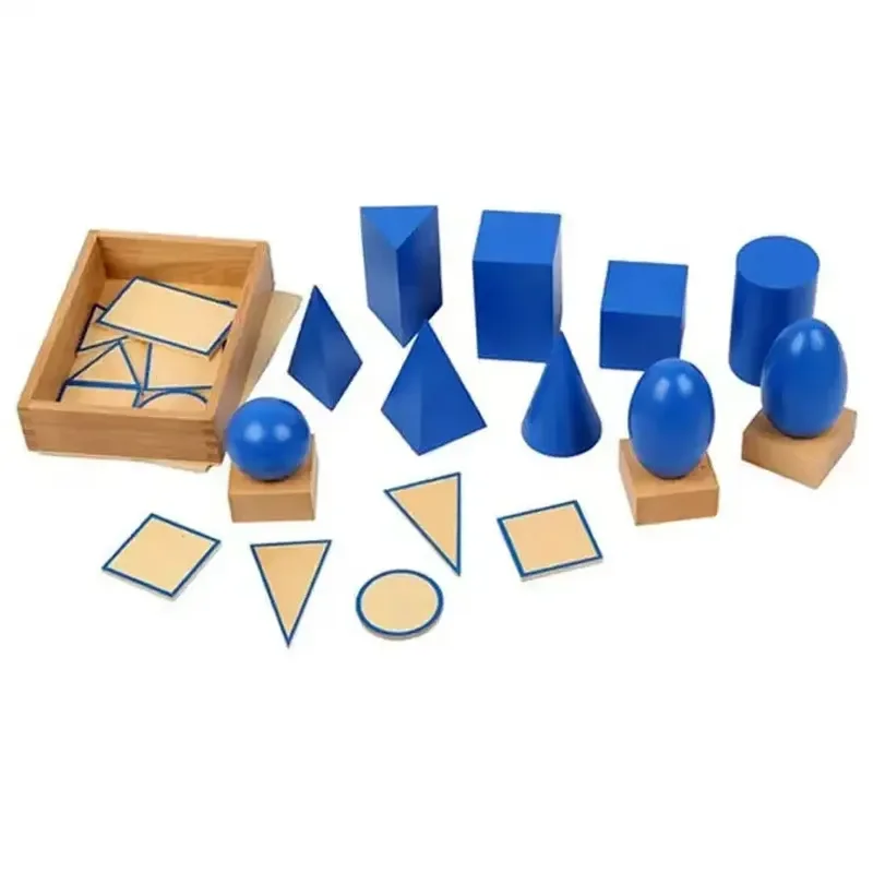 Hot Selling Montessori Geometric Solids Toy Professional Wood Beech Toy Manufactured With Stand Bases Box for Teaching Aids