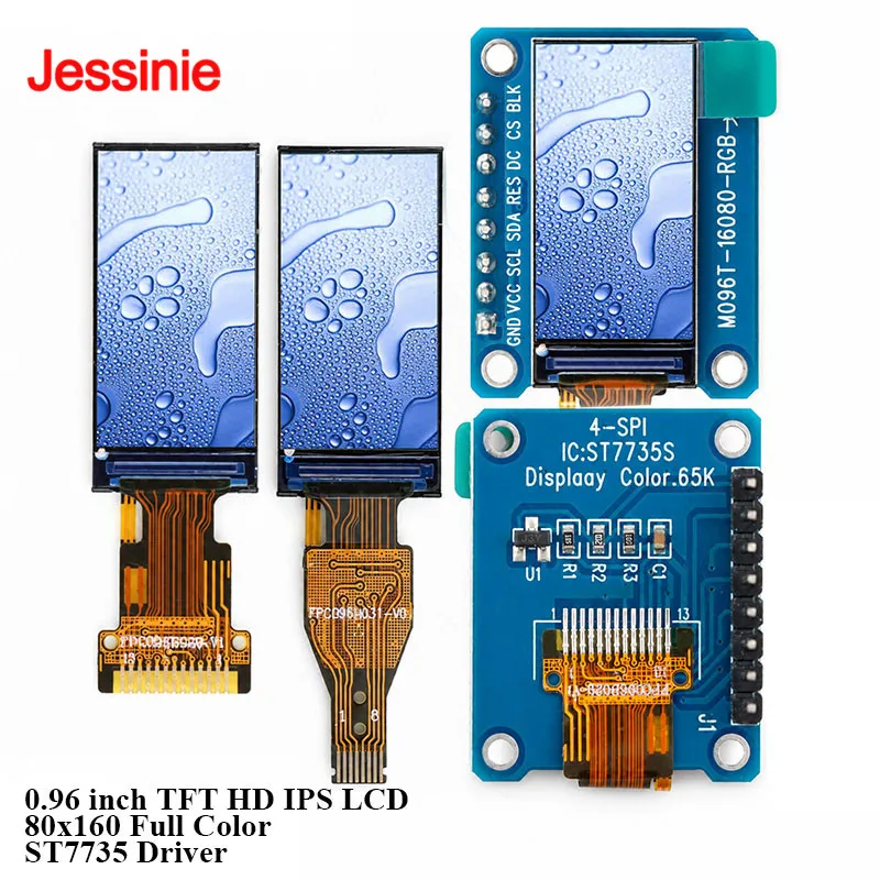 0.96 Inch TFT LCD Display Module 0.96'' ST7735 Driver IPS Full Viewing Angle 80*160 High-Definition Screen SPI 4 Line 8Pin 13Pin