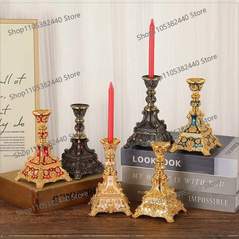 Nordic Wedding Single Candle Holder, Zinc Alloy Luxury Centerpiece, Elegant Tabletop Decor for Living Room