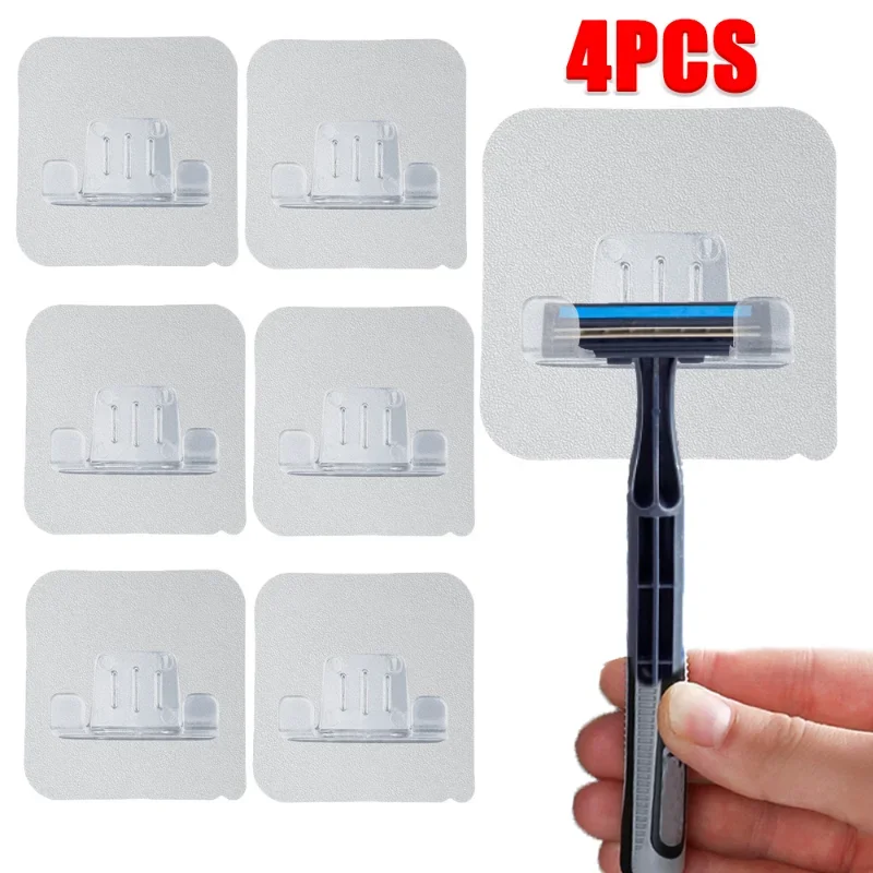 1/4PCS Shaving Razor Holder Racks Punch Free Men Shaver Storage Racks Wall Mounted Hooks for Bathroom Storage Organizer Holders