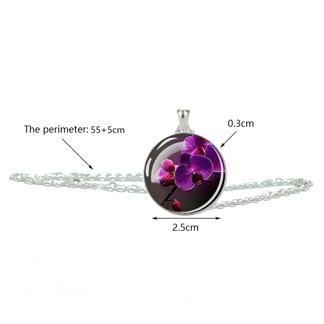 Flower Necklace Daisy Rose Lotus Poppy Cherry Blossom Sunflower Necklace Women's Glass Pendant Jewelry Lover Gift